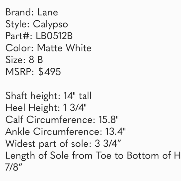 Lane Calypso White Women’s Leather Cowboy Boots - Picture 10 of 10